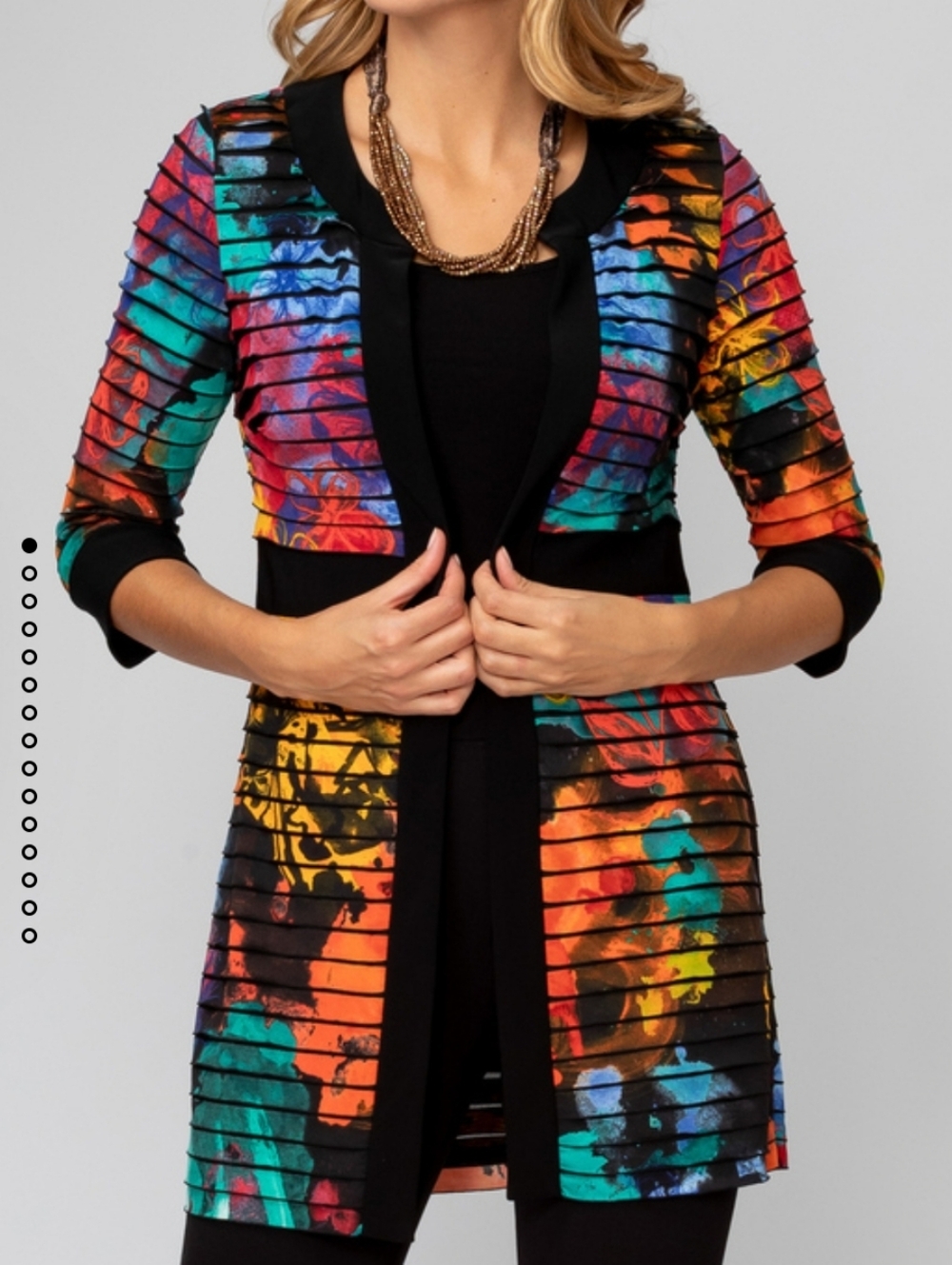 Joseph Ribkoff Multicolor S12 Cardigan 3/4 Sleeve Boho Chic